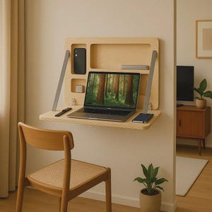 Murphy Desk Wall, Plywood Folding Laptop Desk