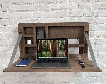 Rosewood Folding Wall Desk: Compact Plywood Workstation, Personalized Design