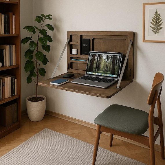 Foldable Wall Desk: Plywood Murphy Table with Hidden Storage