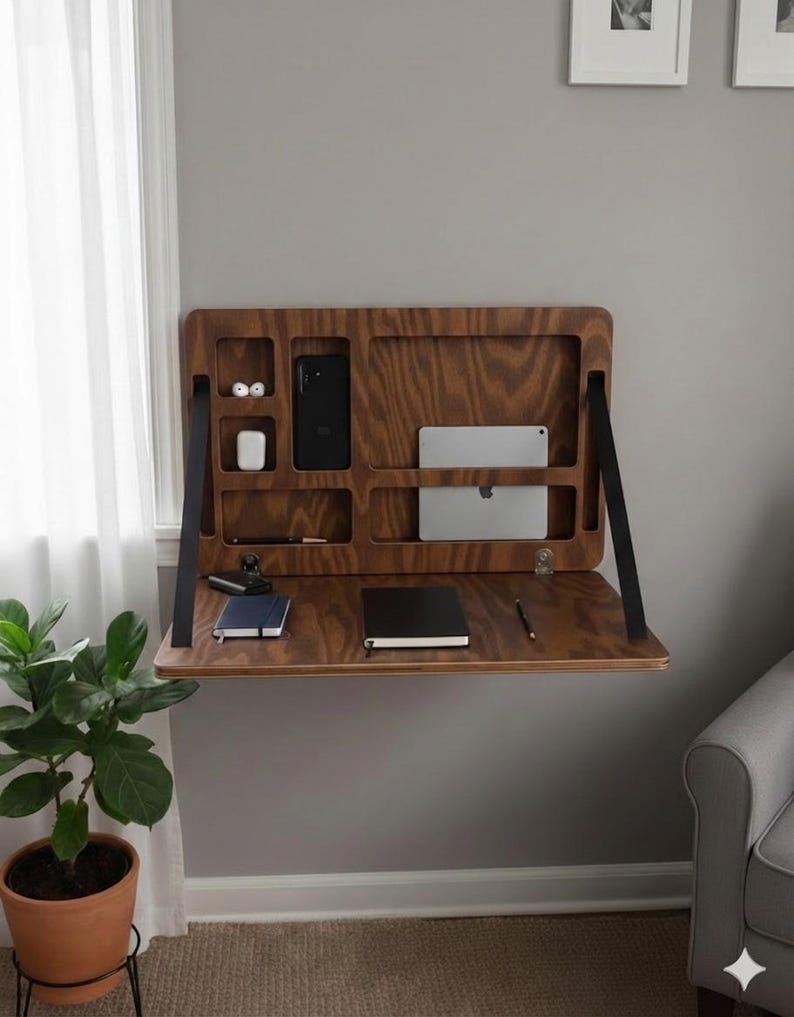 Foldable Wall Desk: Plywood Murphy Table with Hidden Storage image 3