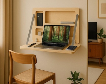Handmade Plywood Folding Wall Desk: Space-Saving Murphy Table