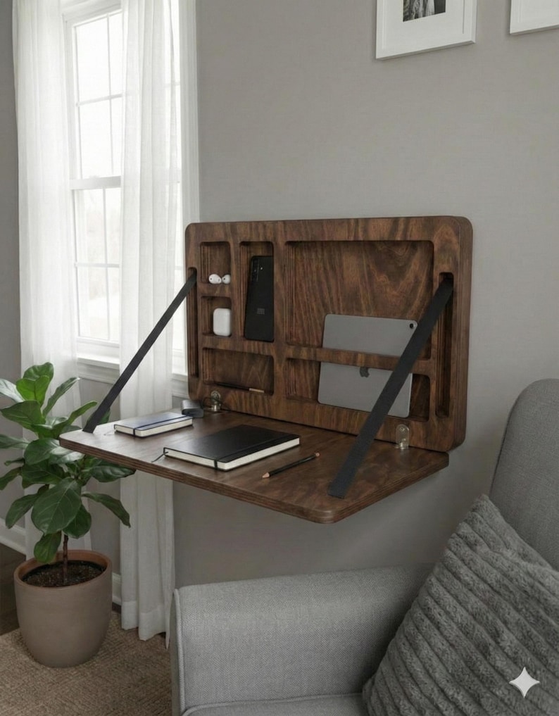 Foldable Wall Desk: Plywood Murphy Table with Hidden Storage image 4
