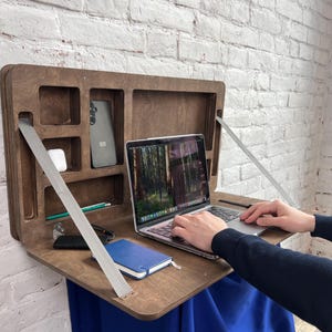 Plywood Folding Wall Desk: Space-Saving Murphy Desk with Hidden Storage
