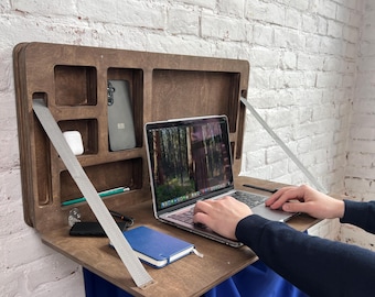 Plywood Folding Wall Desk: Space-Saving Murphy Desk with Hidden Storage