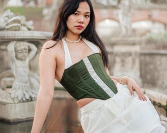 Vintage style Renaissance bodice Green Genuine Silk corset top bustier Renaissance style High quality Corset Bridgerton Aesthetic