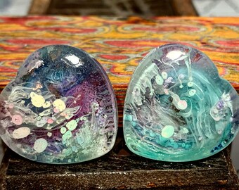 8mm x 12mm Color Swirl Ear Gauges Petri Dish Resin Plug Plug and Tunnel Teardrop Shaped Gauges Alcohol Ink Plug \u00a0