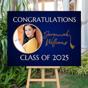 Cartel de felicitación de graduación, cartel personalizado para fiesta de graduación con foto, cartel de graduación de secundaria para decoración del hogar, cartel para fiesta de graduación
