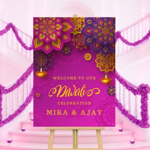 Diwali Celebration Welcome Sign with Name Diwali Party Decor Gift Idea for Friends Diwali Gathering Festive Season Decor Welcome Signage