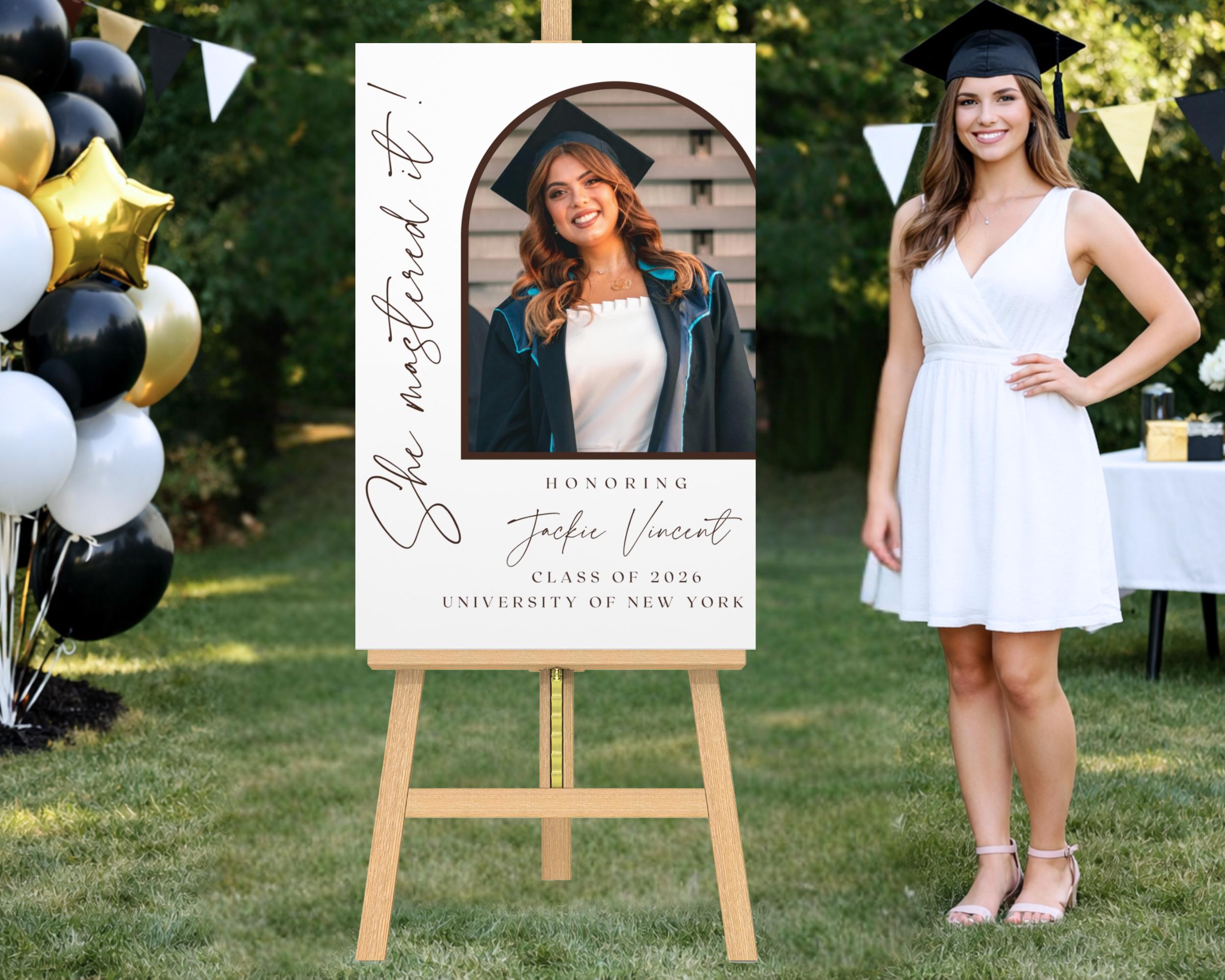 Invitee Sign Graduation Photo Sign Canva Editable Template Grad Party Invite & Sign ...