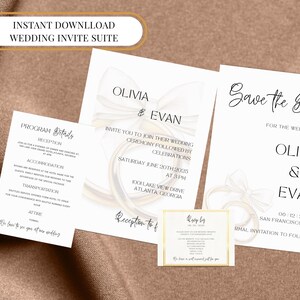 Elegant Wedding Invitation Suite: Editable Canva Template (Digital Download)