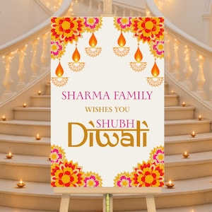 Custom Diwali Celebration Welcome Sign Festival of Lights Sign Personalized Diwali celebration Decor Poster Printable Diwali Festival decor