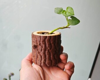 3D Printed Log Planter, Rustic Home Decor