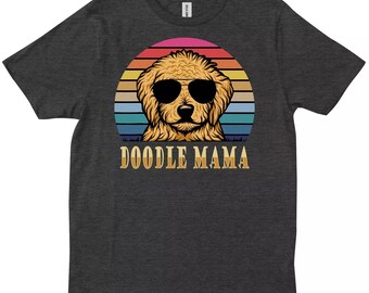 Camiseta Doodle Mama, divertida camiseta Goldendoodle, regalo para mamá de perro, gafas de sol retro, camiseta gráfica para amantes de los labradoodles, camiseta para el Día de la Madre de los dueños de perros