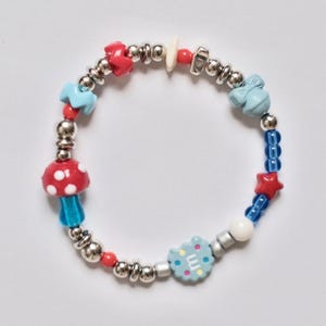 Handmade Colorful Beaded Bracelet | Y2K Kawaii Style with Mushroom, Star & Cookie Charms | Fun Jewelry Gift for Friends
