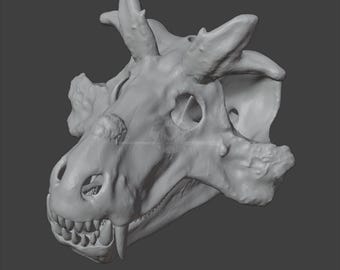 Modelo 3D del cráneo de Estemmenosuchus mirabilis - Archivo STL de baja poligonalidad para impresión 3D