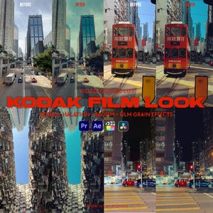 8 Kodak Film Look Video Lut + Halation + Bloom + Film Grain Effect | Professional Color Grading Video Color LUTs | IPhone Footage Apple Log