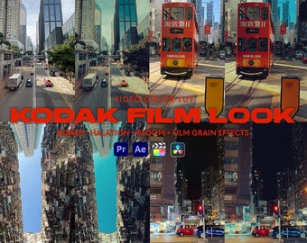 8 Kodak Film Look Video Lut + Halation + Bloom + Film Grain Effect | Professional Color Grading Video Color LUTs | IPhone Footage Apple Log