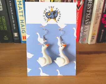 Silver Plated Goose Charm Earrings (nickel free hooks)