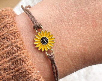 You Are My Sunshine - Adjustable Sunflower Charm Unisex Bracelet (wish bracelet)