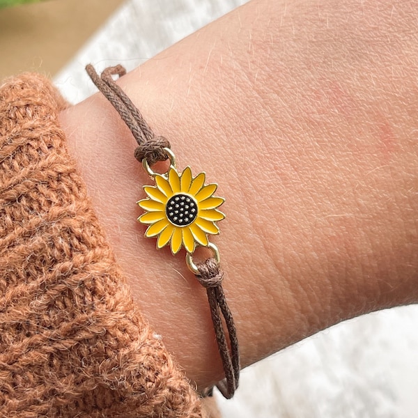 You Are My Sunshine - Adjustable Sunflower Charm Unisex Bracelet (wish bracelet)