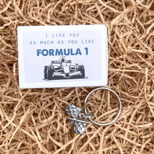 I Like You As Much As You Like Formula 1 - Matchbox Gift - Checkered Flag Keyring (f1, racing gift)