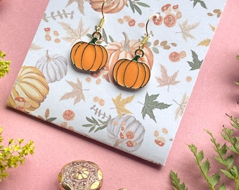 Gold Plated Pumpkin Earrings (Halloween, autumn, fall)