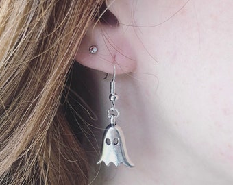 Silver Ghost Earrings (jewellery, small gifts, Halloween)