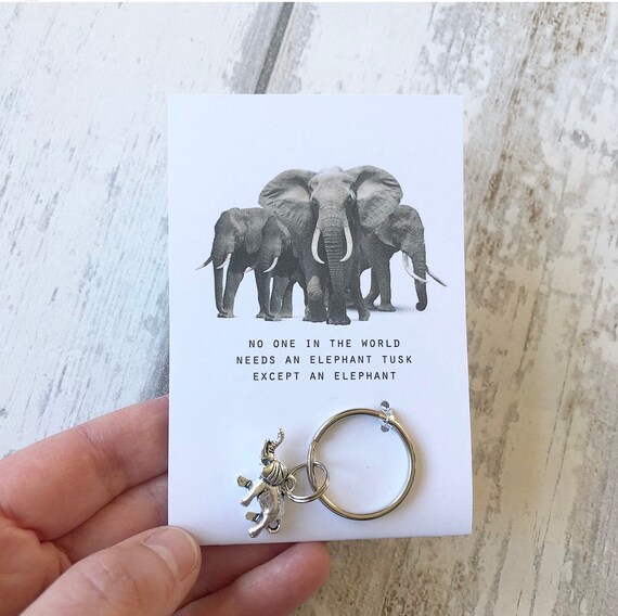 Silver Elephant Keyring save the Elephants Stop Ivory Trade Etsy UK