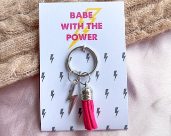 Babe With The Power - Silver Lightening Bolt Keyring