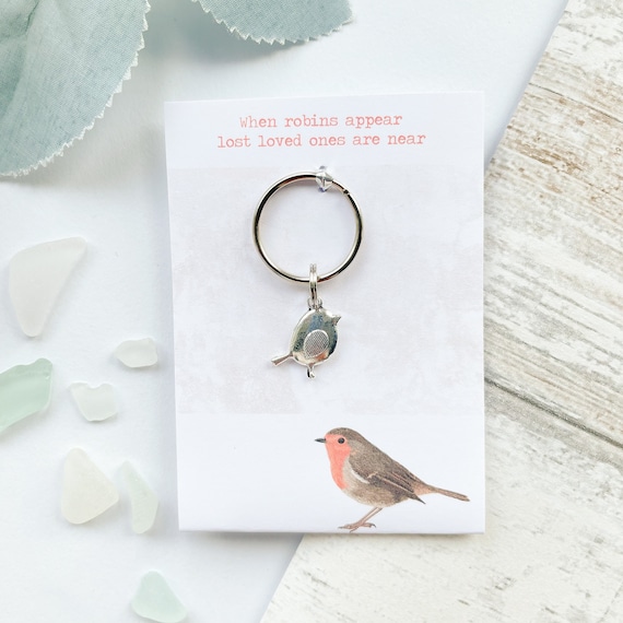 When Robins Appear Lost Loved Ones Are Near Silver or Bronze Robin Keyring christmas Sympathy Memory Family Etsy