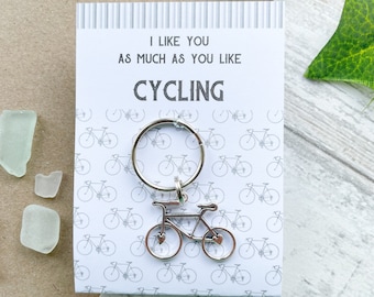 I Like You As Much As You Like Cycling - Bike Keyring (bicycle, cyclist gift)