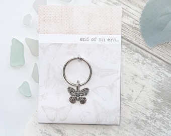 End Of An Era - Silver Butterfly Keyring (leaving gift, work colleague, new job, Bon voyage, school leavers)