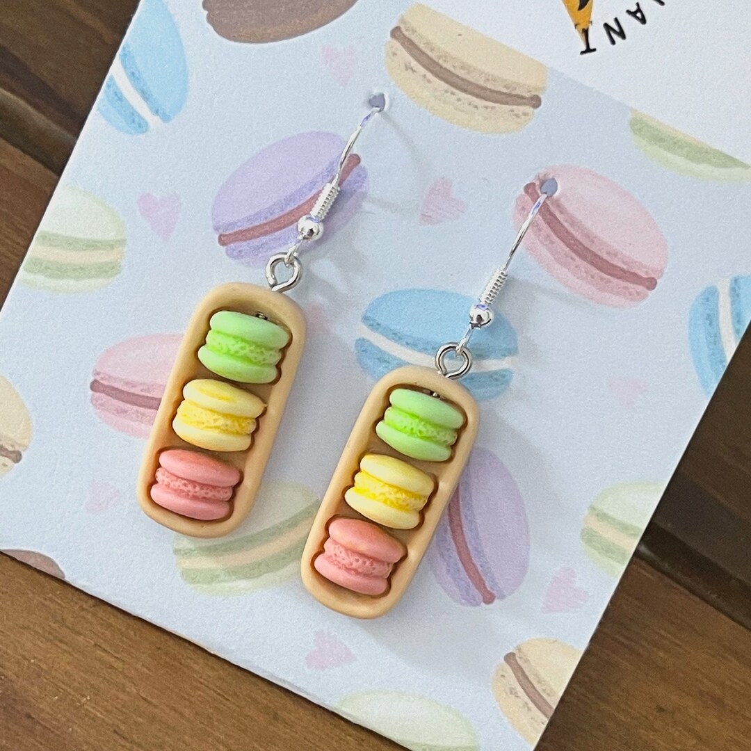 Silver Plated Macaron Macaroon Charm Earrings (nickel Free