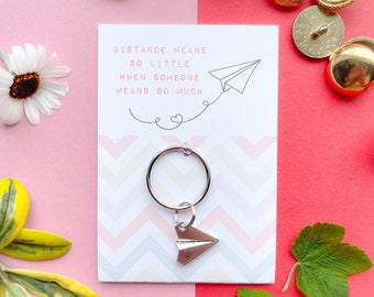 Distance Means So Little When Someone Means So Much - Silver Paper Plane Keyring
