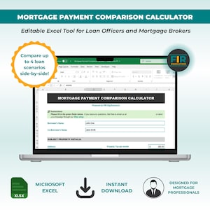 Mortgage Comparison Calculator Excel | Loan Scenario Tool (Instant Download)