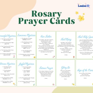 Cartes de prière pour le chapelet catholique, Les mystères du chapelet, Guide imprimable du chapelet, Cartes-éclair dévotionnelles pour les enfants, École du dimanche, Catéchisme