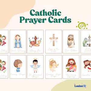 Tarjetas de oración católicas para niños, escuela dominical, bautismo, primera comunión, tarjetas de aprendizaje católico, regalo religioso para niños