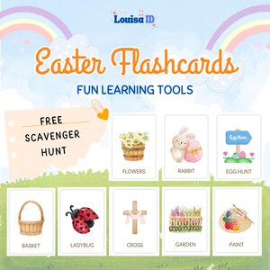 Imprimíveis de Páscoa, Flashcards Montessori de Páscoa, Flashcards de Primavera, Cartões Educacionais para Crianças, Flashcards Imprimíveis, Atividade Pré-escolar