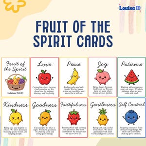 Fruit of the Spirit Cards, Christian Printable for Kids, Sunday School Activity