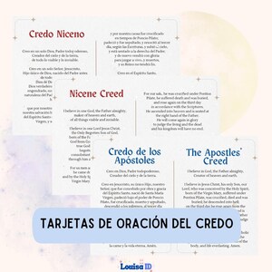 Symbole de Nicée, Symbole des apôtres, Credo catholique, cartes de prière, Credo Niceno, Credo de los Apóstoles, Tarjetas de Oración del Credo Católico