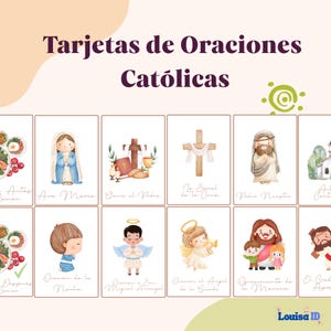 Tarjetas de Oraciones Católicas para Niños, Cartes de prière catholiques pour enfants en espagnol, Padre Nuestro, Ave Maria, Ofracimiento de la Mañana