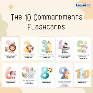 Zehn Gebote Karteikarten, christliche Kinderbibel zum Ausdrucken, Sonntagsschulressource (PDF-Download)