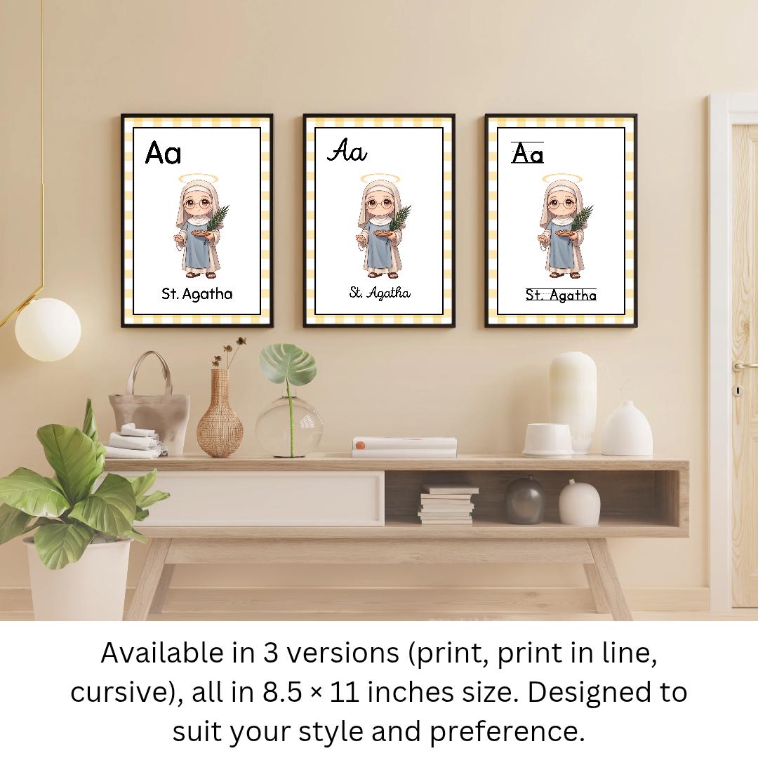 Catholic Saint ABC Printable Posters for Kids, Nursery Classroom Decor ...