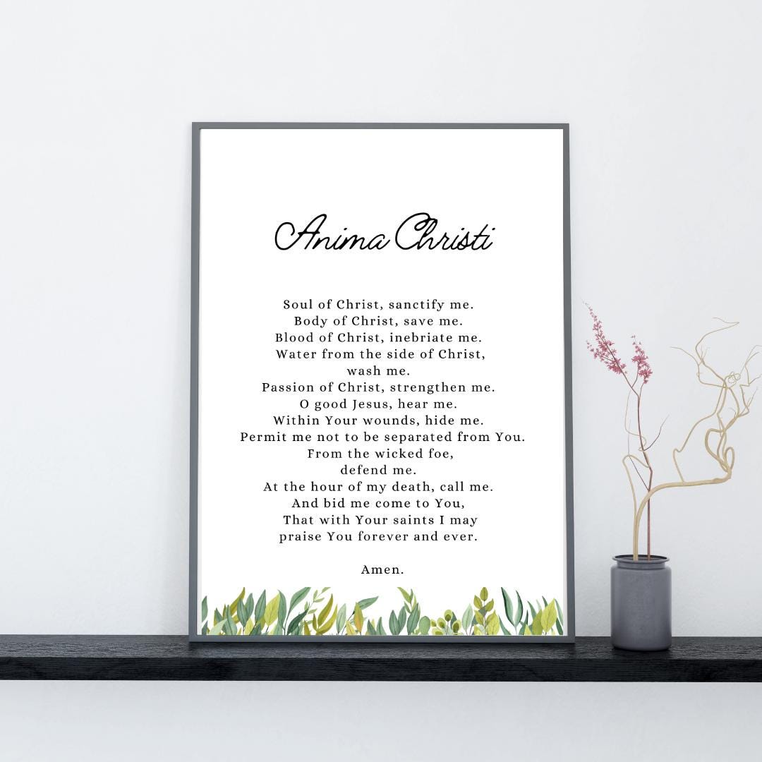 Anima Christi Prayer Printable: Traditional Catholic Prayer Poster (PDF