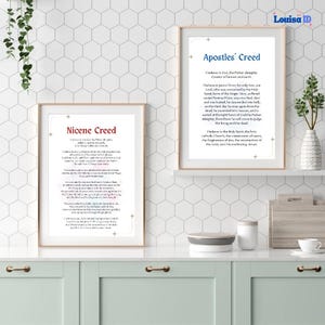 Nicene Creed, Apostles&#39; Creed Wall Art Set, Printable Catholic Prayer Poster, Christian Home Decor, Credo Niceno, Credo de los Apóstoles