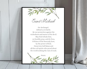 Saint Michael Prayer Printable: Catholic Wall Art, Spiritual Protection (PDF Download)