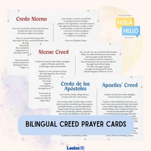 Symbole de Nicée, Symbole des apôtres, Credo catholique, cartes de prière, Credo Niceno, Credo de los Apóstoles, Tarjetas de Oración del Credo Católico