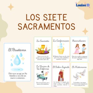 Spanish 7 Sacraments Flashcards for Kids, Catholic Education (PDF Download)