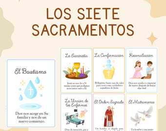Spanisch 7 Sakramente Bildkarten für Kinder, Katholische Erziehung (PDF Download)