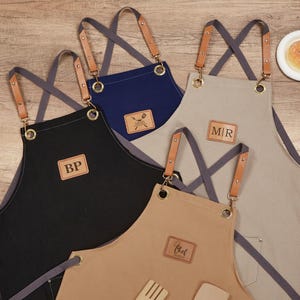 Canvas Apron for Men with Adjustable Straps for Restaurant, Custom Gift for Dad, Personalized Apron with Pocket, Barista Gardening Apron